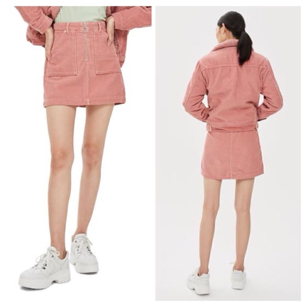 Topshop Front Zip Corduroy Miniskirt Size 4